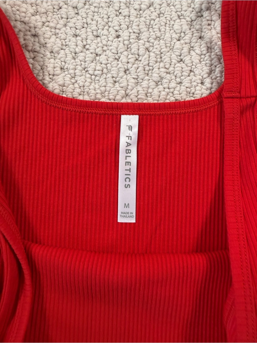 Fabletics Red Ribbed Square-Neck Tank - Picture 4 of 5